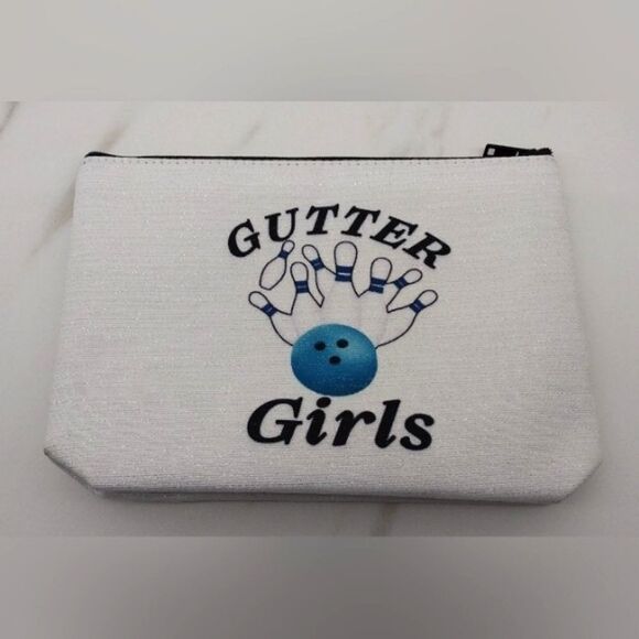 Free With Purcase Bowling Gutter Girls Makeup Cosmetic Bag Pouch NWOT - Picture 1 of 5